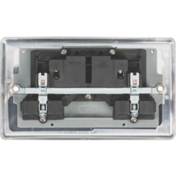 Knightsbridge  13A 2-Gang DP Switched Double Socket Brushed Chrome  with Colour-Matched Inserts
