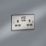 Knightsbridge  13A 2-Gang DP Switched Double Socket Brushed Chrome  with Colour-Matched Inserts
