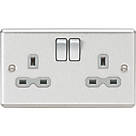 Knightsbridge CL9BCG 13A 2-Gang DP Switched Double Socket Brushed Chrome  with Colour-Matched Inserts