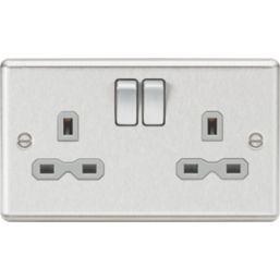 Knightsbridge CL9BCG 13A 2-Gang DP Switched Double Socket Brushed Chrome  with Colour-Matched Inserts