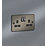 Knightsbridge  13A 2-Gang DP Switched Double Socket Gunmetal  with Black Inserts