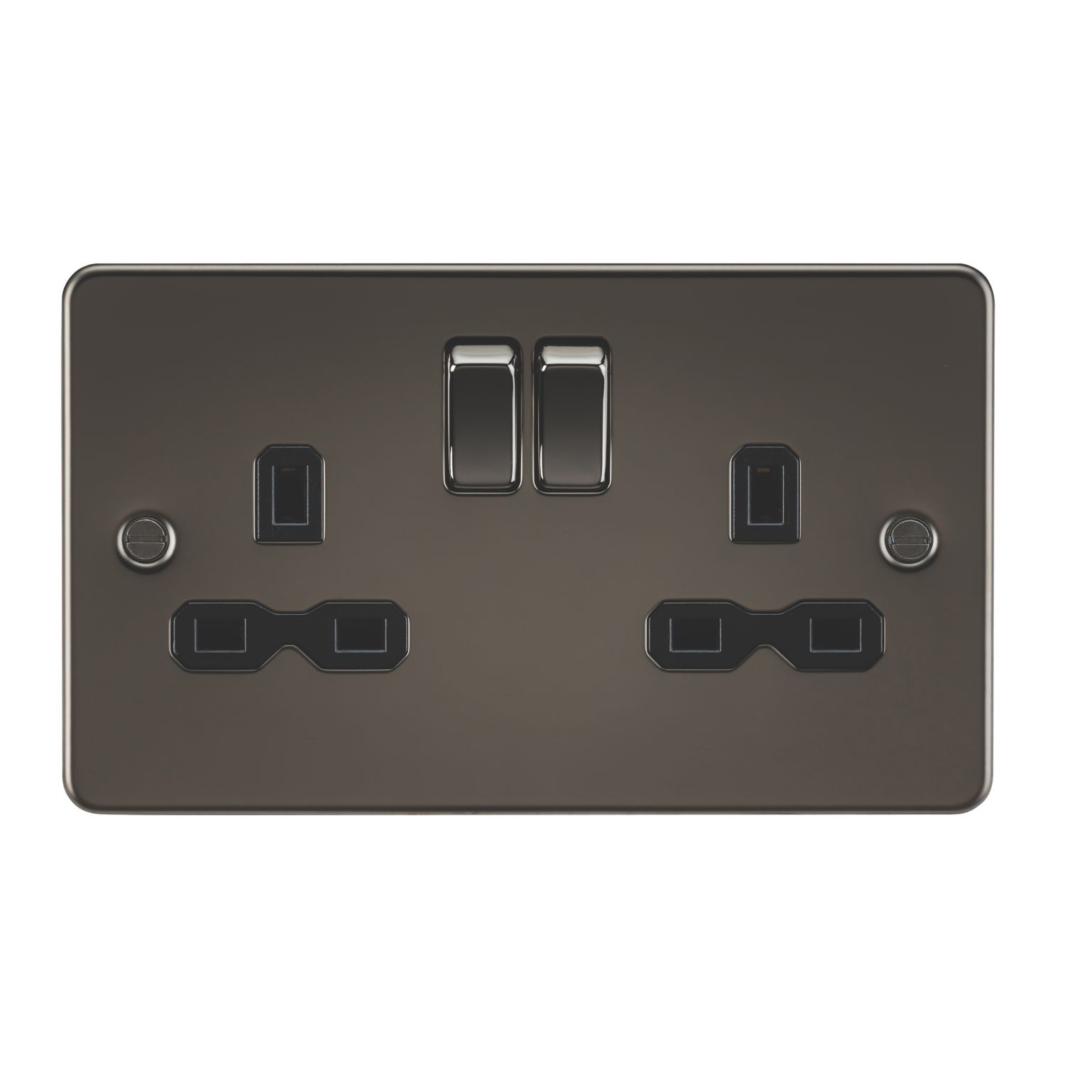 Knightsbridge 13A 2-Gang DP Switched Double Socket Gunmetal with Black Inserts (138TY)