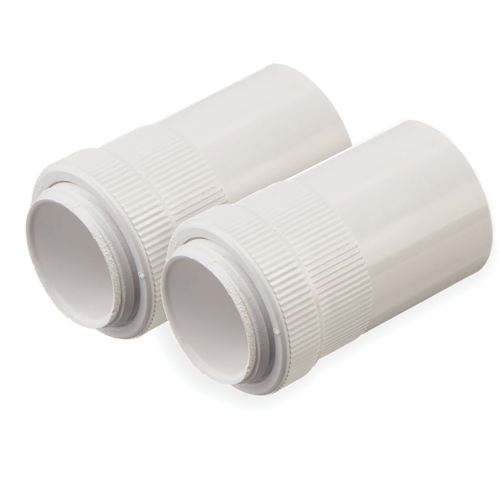 Deta TTE Male Conduit Adaptors 20mm White 2 Pack Screwfix