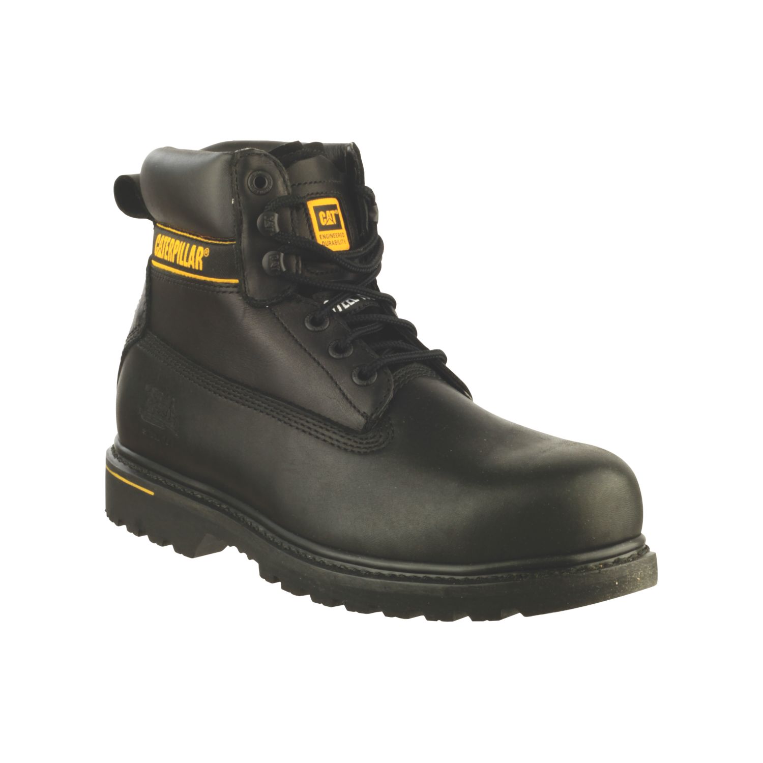 CAT Holton Size 7 Black Steel Toe Cap Safety Boots (13995)