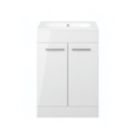 Ohio 2-Door Bathroom Vanity Unit with Ceramic Basin Gloss White 610mm x 460mm x 848mm