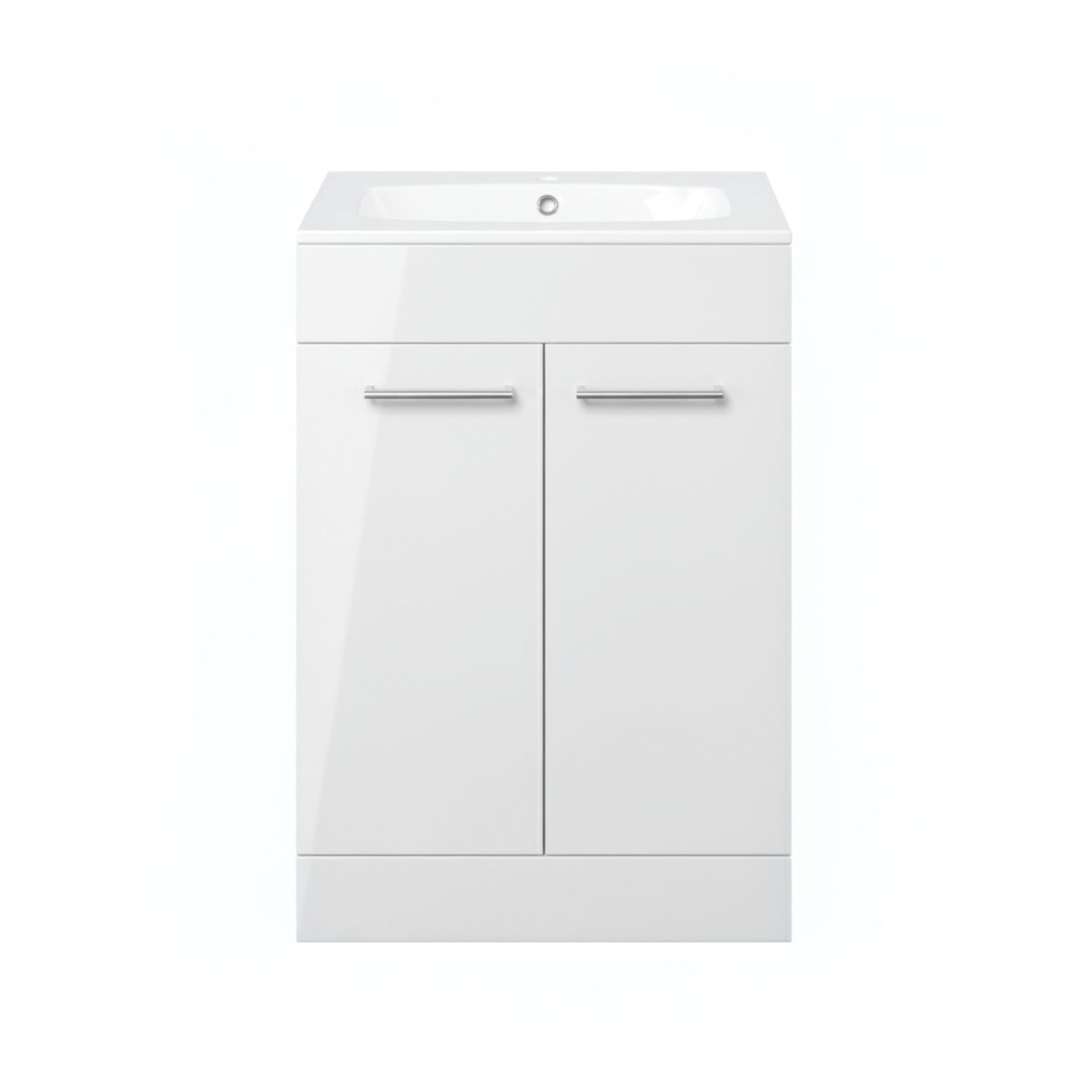 Ohio 2-Door Bathroom Vanity Unit with Ceramic Basin Gloss White 610mm x 460mm x 848mm (139AE)