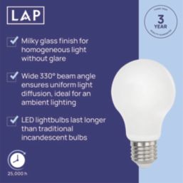 LAP  E27 A60 LED Light Bulb Milky 806lm 4.9W 4 Pack