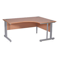 Nautilus Designs Aspire Right-Hand Corner Ergonomic Desk Beech /Silver  1800 x 730mm