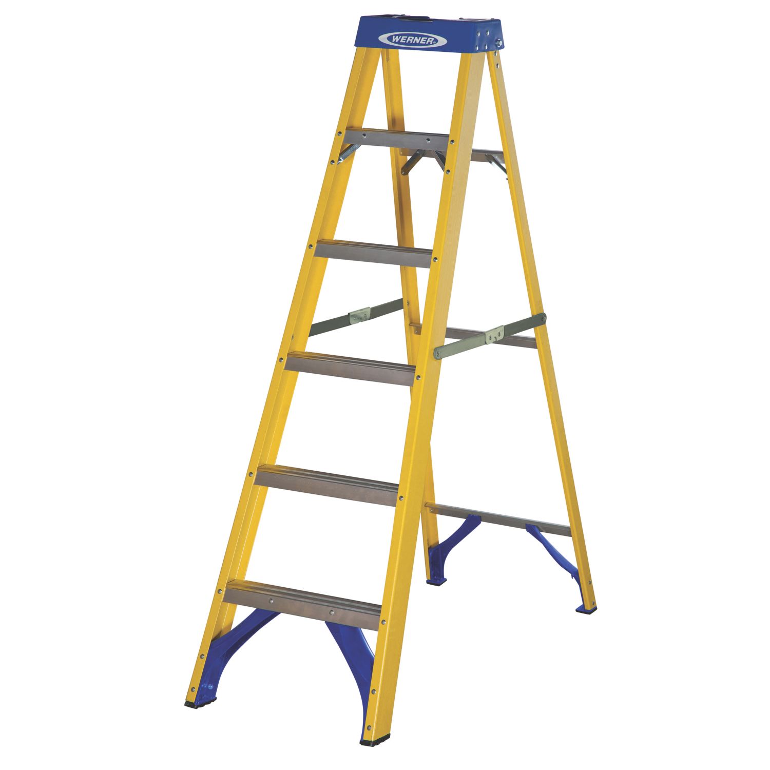 Werner Fibreglass 1.7m 6 Step Swingback A Frame Step Ladder (1408X)