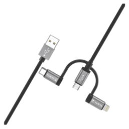 Varta USB-A to Micro USB-B / Lightning / USB-C 3-in-1 Sync & Charge Cable 2m