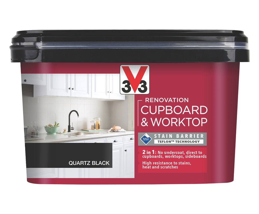 V33 2Ltr Quartz Black Satin Kitchen Cupboard Paint Screwfix