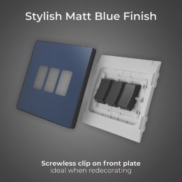 British General Evolve 20 A  16AX 3-Gang 2-Way Light Switch  Blue with Black Inserts