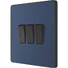 British General Evolve 20 A  16AX 3-Gang 2-Way Light Switch  Blue with Black Inserts