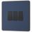 British General Evolve 20 A  16AX 3-Gang 2-Way Light Switch  Blue with Black Inserts