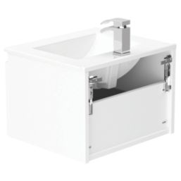 Newland  Single Drawer Wall-Mounted Vanity Unit with Basin Gloss White 500mm x 450mm x 370mm