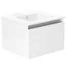 Newland  Single Drawer Wall-Mounted Vanity Unit with Basin Gloss White 500mm x 450mm x 370mm