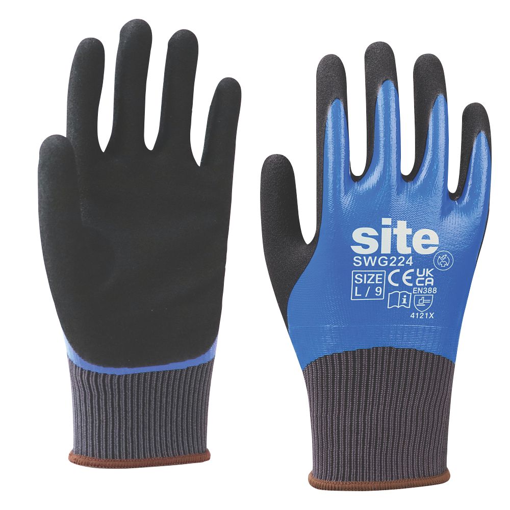 Site Gloves Blue/Black Large Screwfix