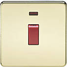 Knightsbridge SF8331NPB 45A 1-Gang DP Control Switch Polished Brass with LED