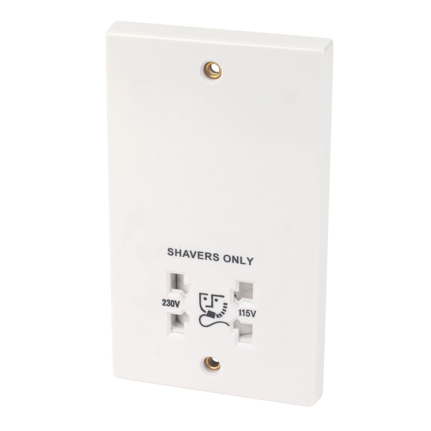Essentials 2-Gang Dual Voltage Shaver Socket 110 / 240V White (1415J)