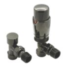 Reina Modal TRV 15mm x 15mm Bronze Angled & L/S Designer Thermostatic Radiator Valve & Lockshield