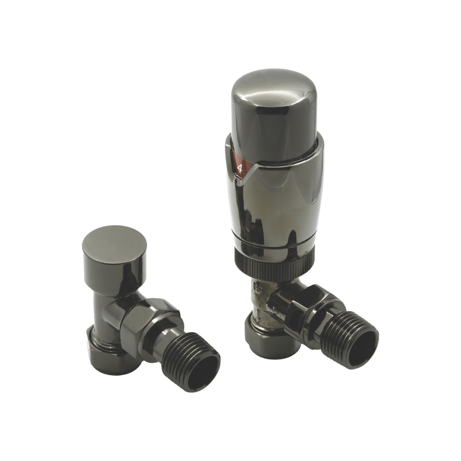 Reina Modal TRV 15mm x 15mm Bronze Angled & L/S Designer Thermostatic Radiator Valve & Lockshield (141EE)