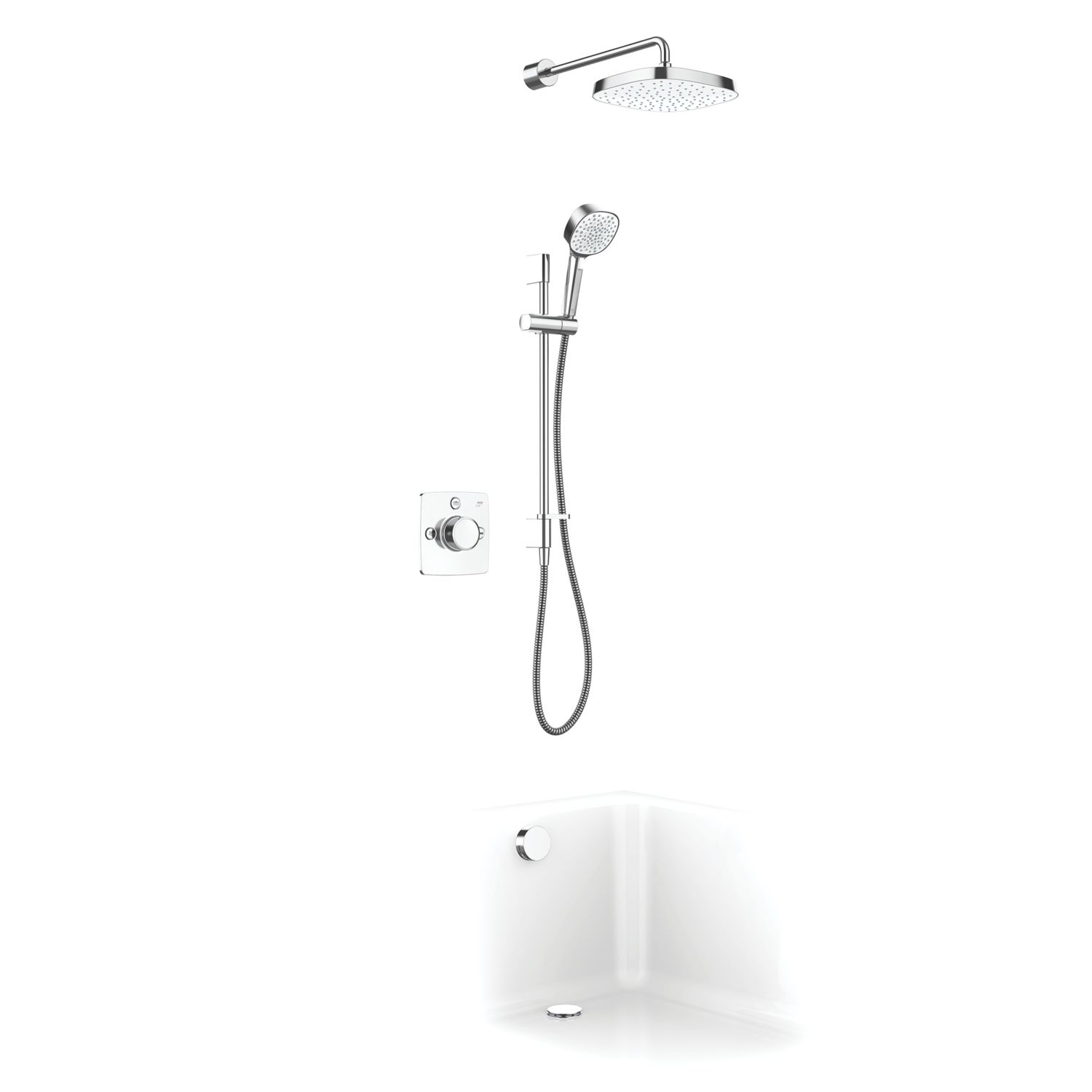 Mira Evoco Rear-Fed Concealed Chrome Thermostatic Built-In Mixer Shower with Diverter & Bath Fill (141JF)