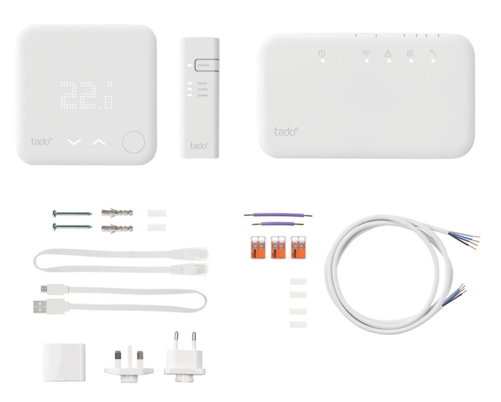 Tado V3+ Wireless Heating u0026 Hot Water Smart Thermostat Starter Kit White -  Screwfix