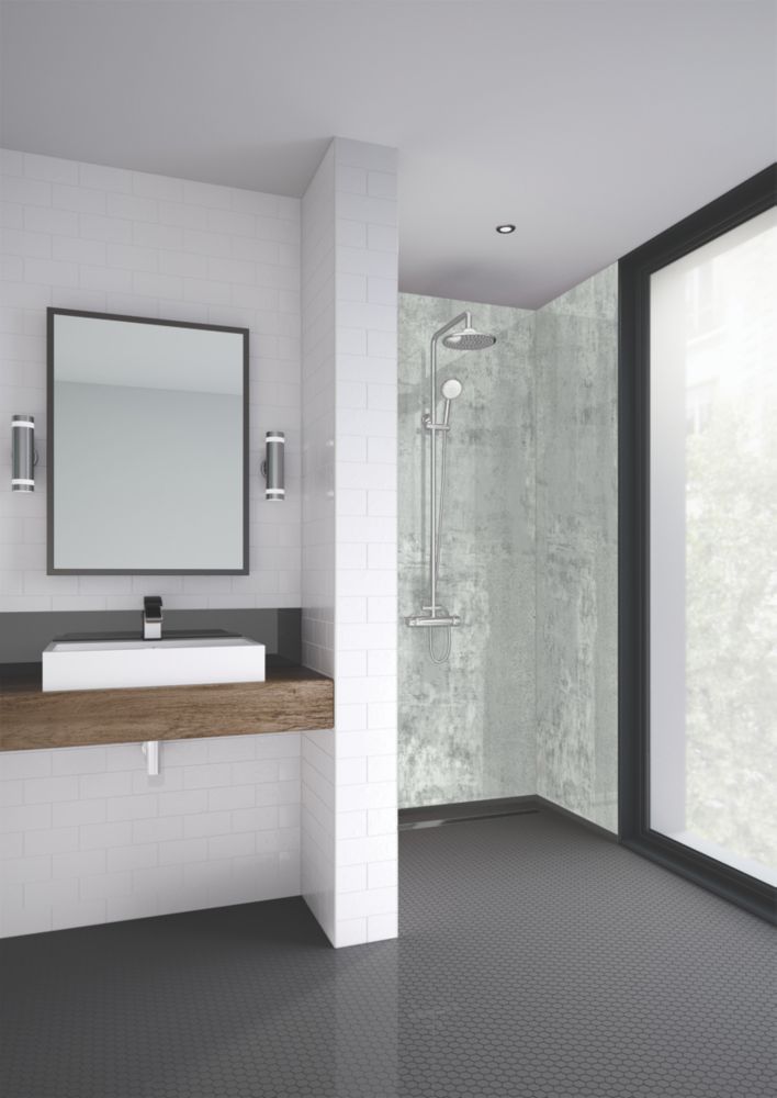 Splashwall Elite Light Stone Bathroom Wall Panel Matt Grey 900mm x 2420mm x 11mm