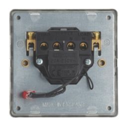 Contactum Lyric 20A 1-Gang DP Control Switch Brushed Steel with Neon with Black Inserts