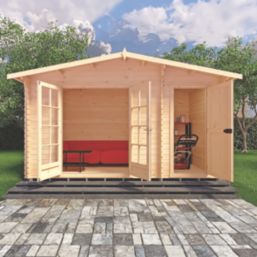 Shire Bourne 13 ' 6" x 8' (Nominal) Apex Timber Log Cabin