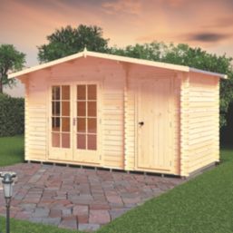 Shire Bourne 13 ' 6" x 8' (Nominal) Apex Timber Log Cabin