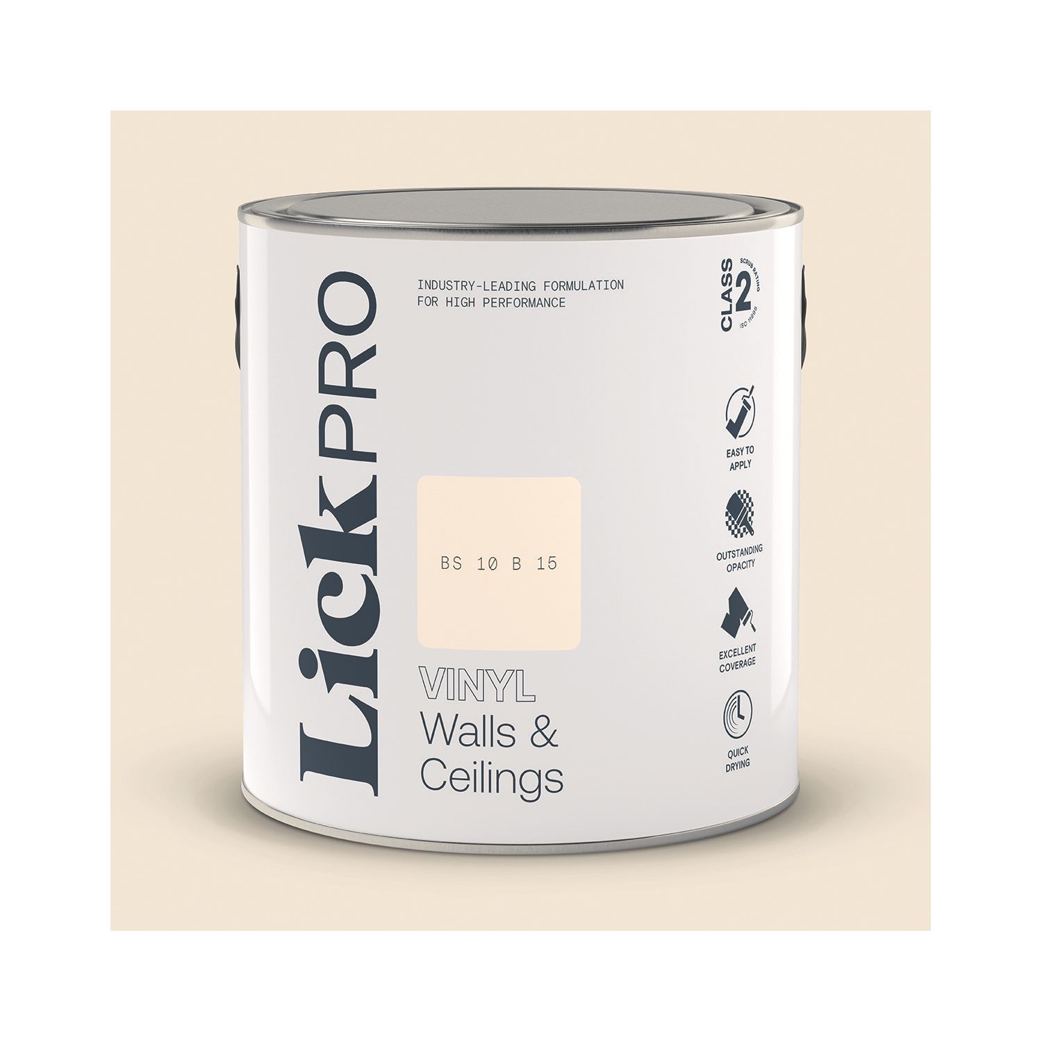 LickPro 2.5Ltr White BS 10 B 15 Vinyl Matt Emulsion Paint (141TM)