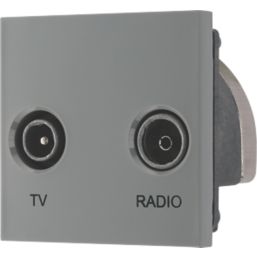 British General  Duplex Modular TV Socket Grey