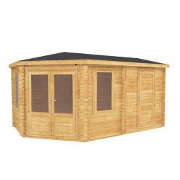 Mercia Corner Lodge Plus 44mm 16' 6" x 10' 6" (Nominal) Pent Timber Log Cabin & Shed