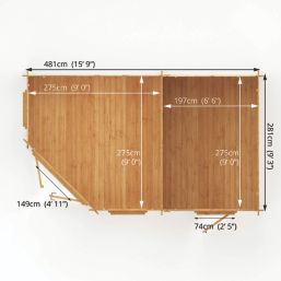 Mercia Corner Lodge Plus 44mm 16' 6" x 10' 6" (Nominal) Pent Timber Log Cabin & Shed