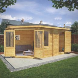 Mercia Corner Lodge Plus 44mm 16' 6" x 10' 6" (Nominal) Pent Timber Log Cabin & Shed