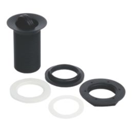 Flomasta Unslotted Captive Basin Waste Matt Black 65mm