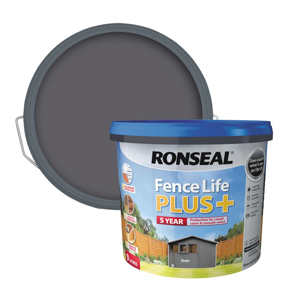 Ronseal Fence Life Plus Shed Fence Treatment Slate 9ltr Fence Paint Screwfix Com