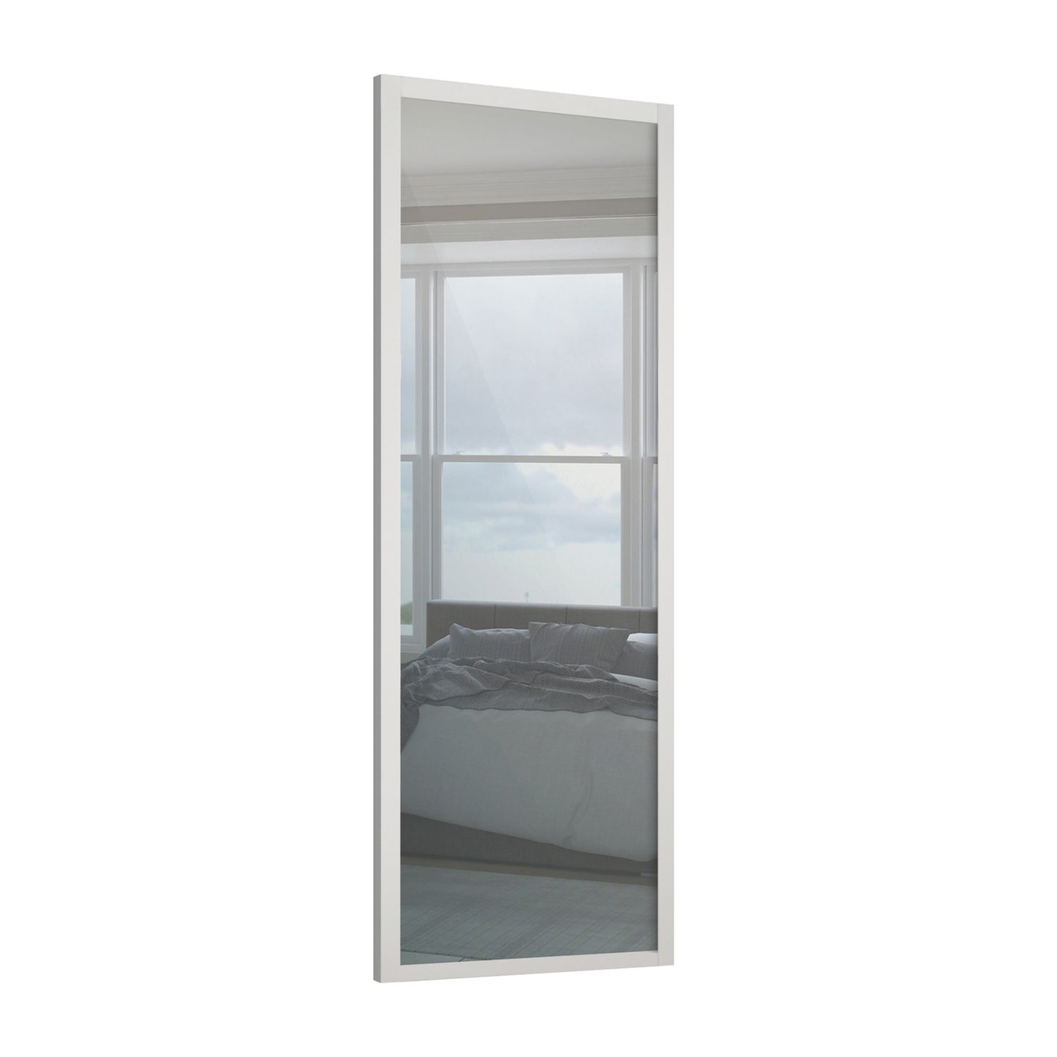 Spacepro Shaker 1-Door Sliding Wardrobe Door White Frame Mirror Panel 762mm x 2260mm (1426V)