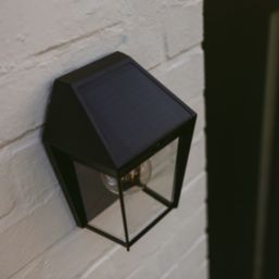 Lutec Avony Outdoor LED Solar Lantern Wall Light With PIR Sensor Black 200lm