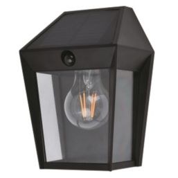 Lutec Avony Outdoor LED Solar Lantern Wall Light With PIR Sensor Black 200lm
