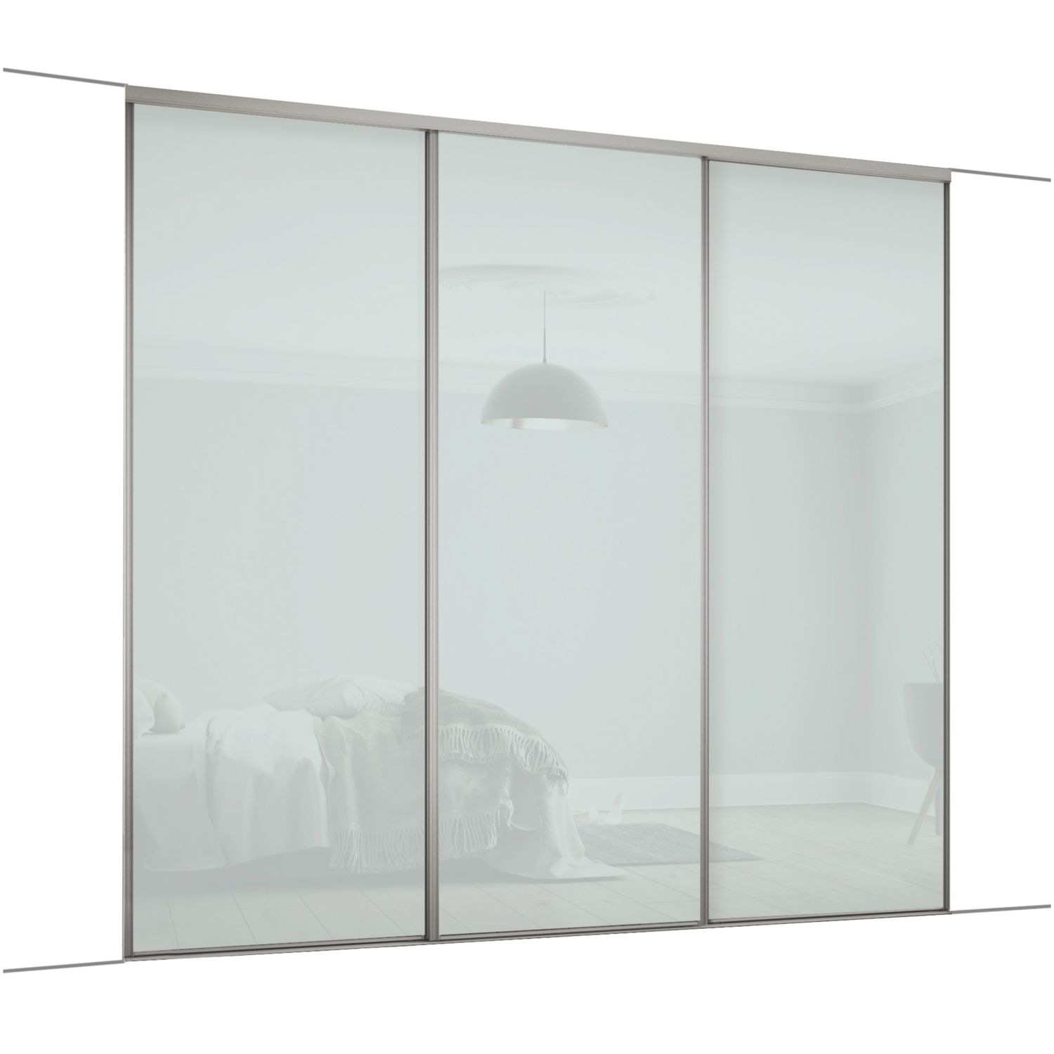 Spacepro Classic 3-Door Sliding Wardrobe Door Kit Silver Frame Arctic White Panel 1760mm x 2260mm (142GK)