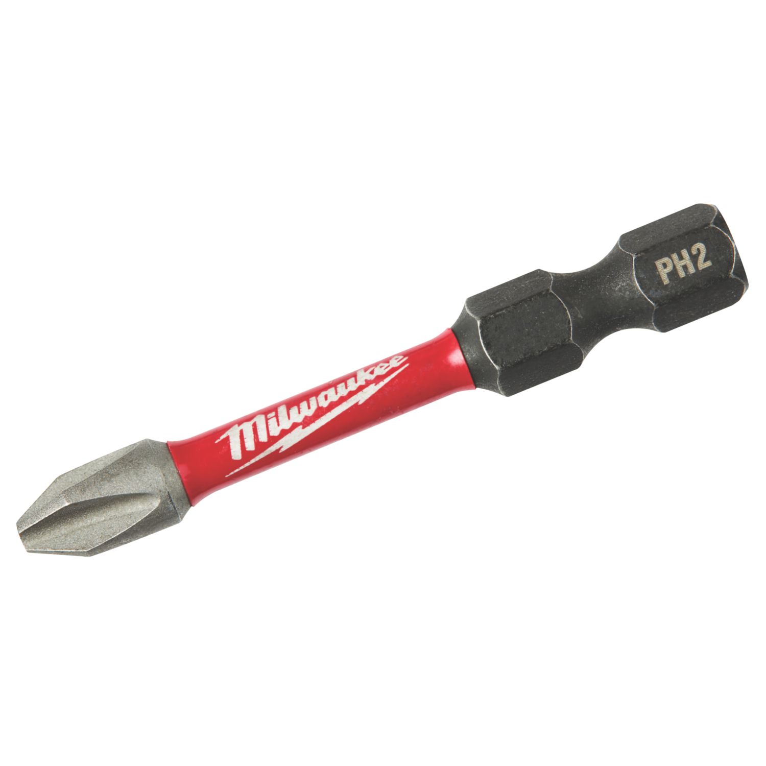 Milwaukee Shockwave 1/4" 50mm Straight Shank PH2 Screwdriver Bit (142JR)