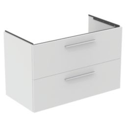 Ideal Standard i.life B Wall Hung Vanity Unit with Chrome Handles & Basin Matt White 1000mm x 505mm x 630mm