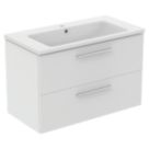 Ideal Standard i.life B Wall Hung Vanity Unit with Chrome Handles & Basin Matt White 1000mm x 505mm x 630mm