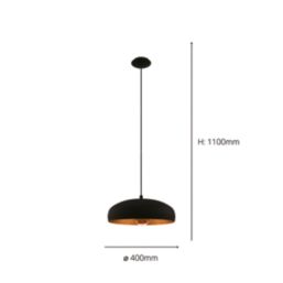 Eglo Mogano 1 Single Pendant Light Black