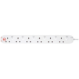 Masterplug 13A 6-Gang Switched Surge-Protected Extension Lead White 2m