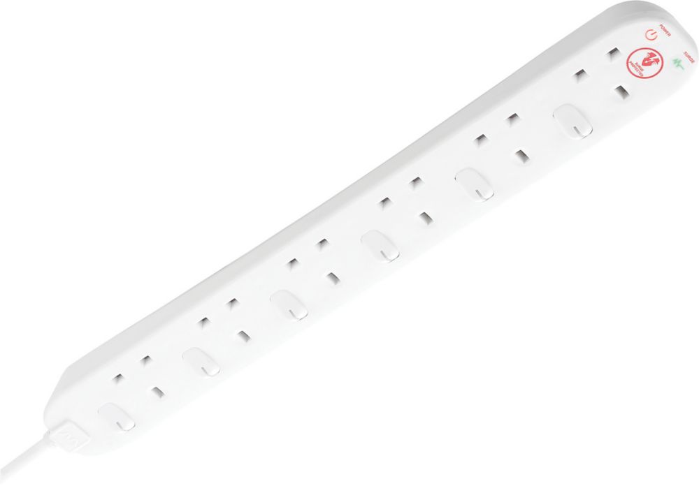 Masterplug Surge Protector 6 Gang 2 3.1A USB 2 Meter Extension Lead SRGDSU62PB