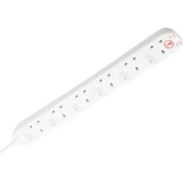 Masterplug 13A 6-Gang Switched Surge-Protected Extension Lead White 2m