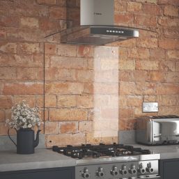 Splashback  Clear with Polished Chrome Caps Kitchen Splashback 600mm x 700mm x 6mm